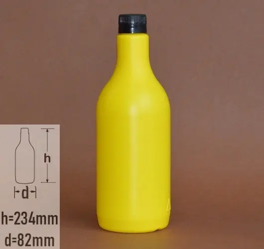 Sticla plastic 750ml culoare galben cu capac cu autosigilare negru